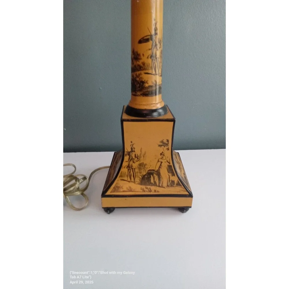 Vintage‎ Tole Painted Table Lamp Column Style Greek Revival Decor